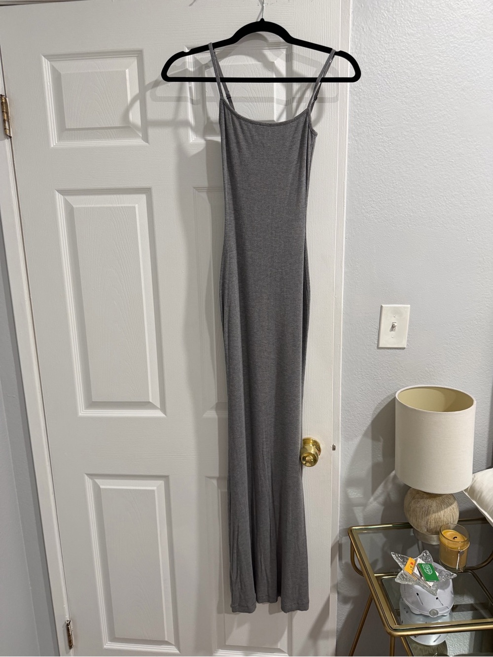 SKIMS Gray Sleeveless Ribbed Maxi Dress
